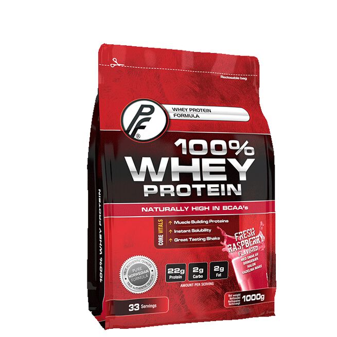 100% Whey Protein, 1000 g, Raspberry - MyStuff.no