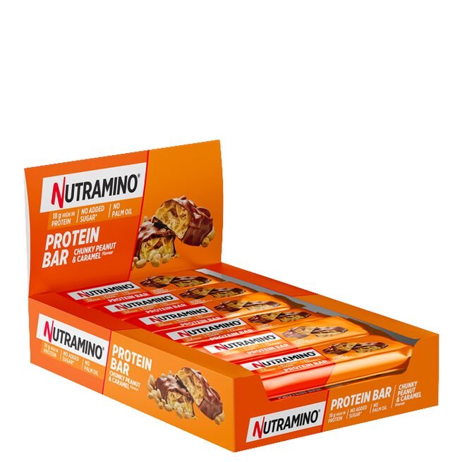 12 x Nutramino Proteinbar, 55 g, Chunky Peanut Caramel - MyStuff.no