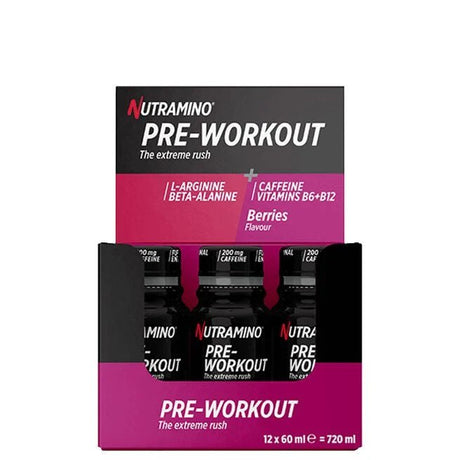 12 x Nutramino PWO Shot, 60 ml, Berries - MyStuff.no