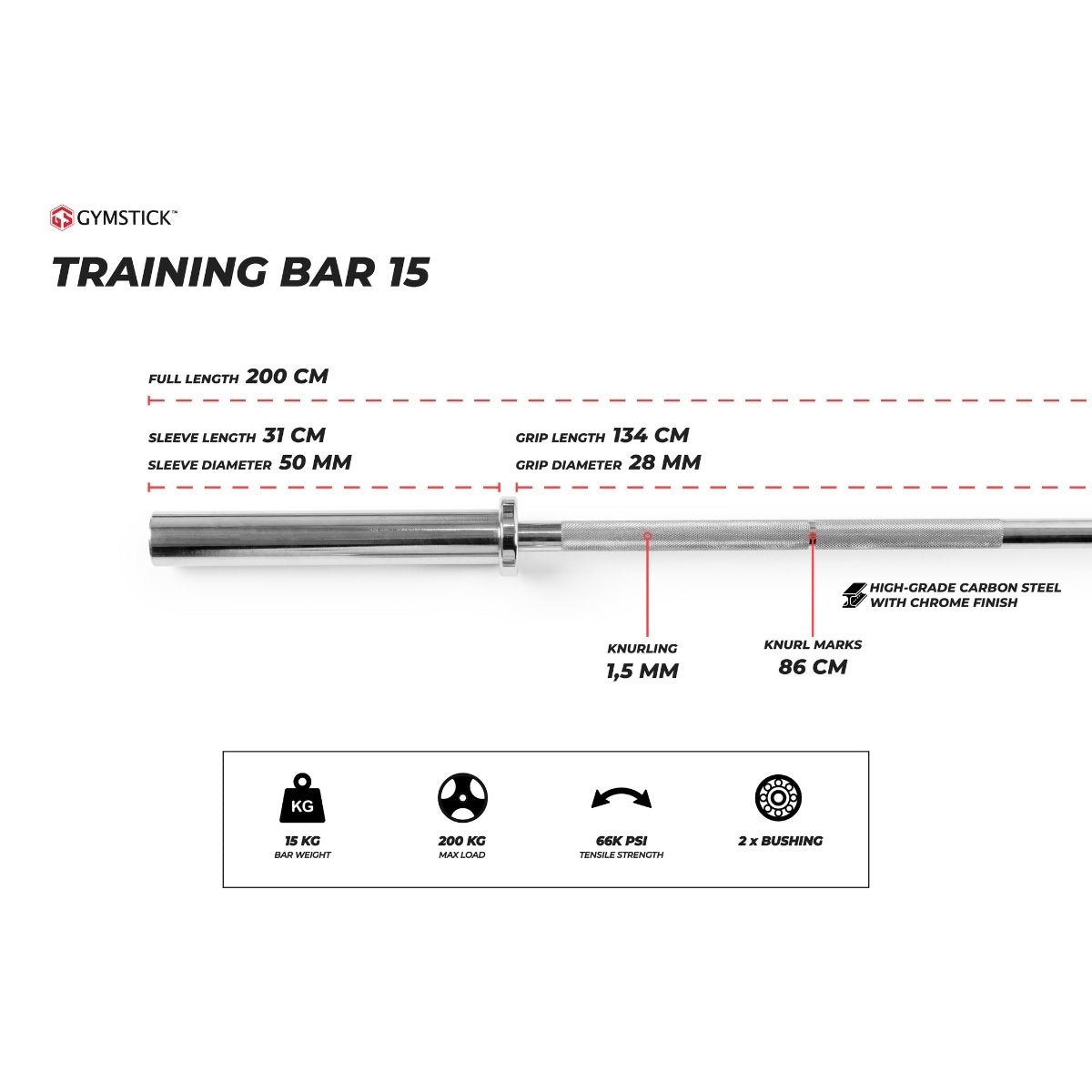 15kg Training Bar - MyStuff.no