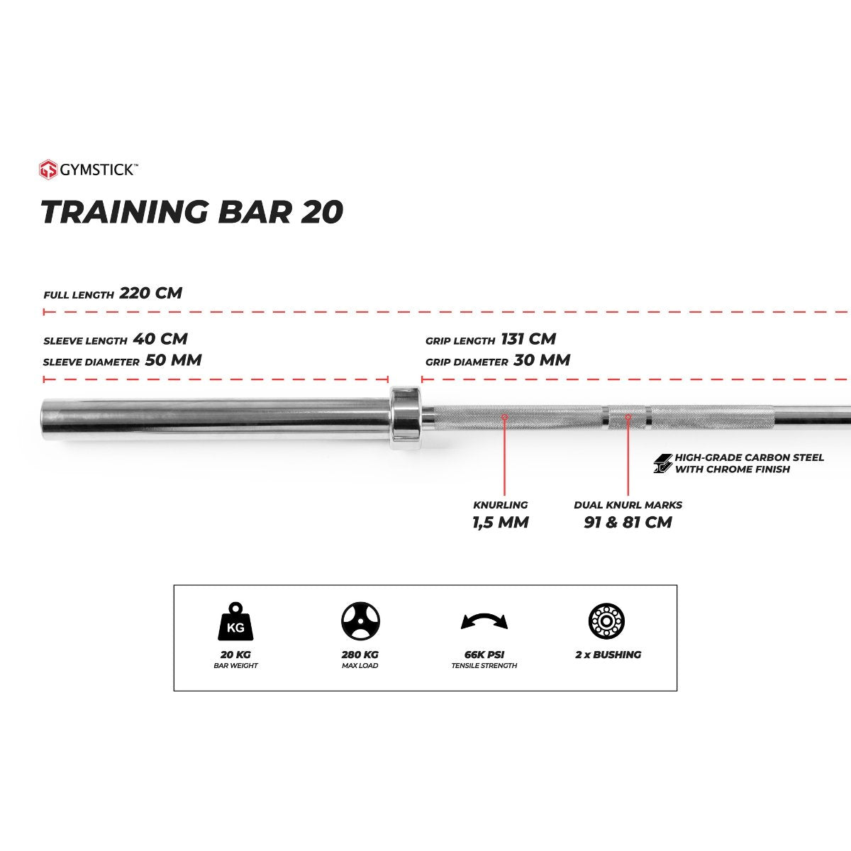 20kg Training Bar - MyStuff.no