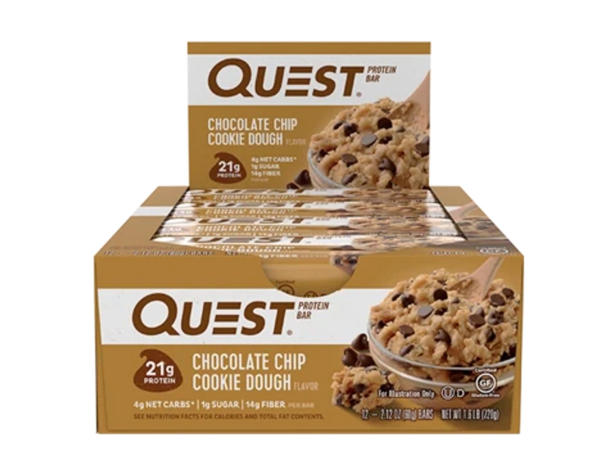 Quest Protein Bar, 12x60g - Smak: Choc. Chip. Cookie Dough - MyStuff.no