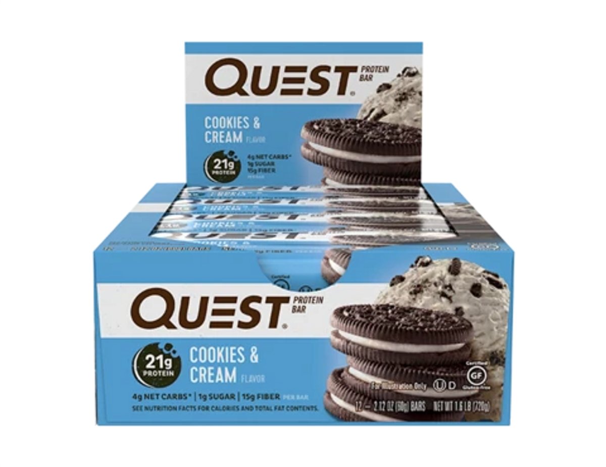 Quest Protein Bar, 12x60g - Smak: Cookies and Cream - MyStuff.no