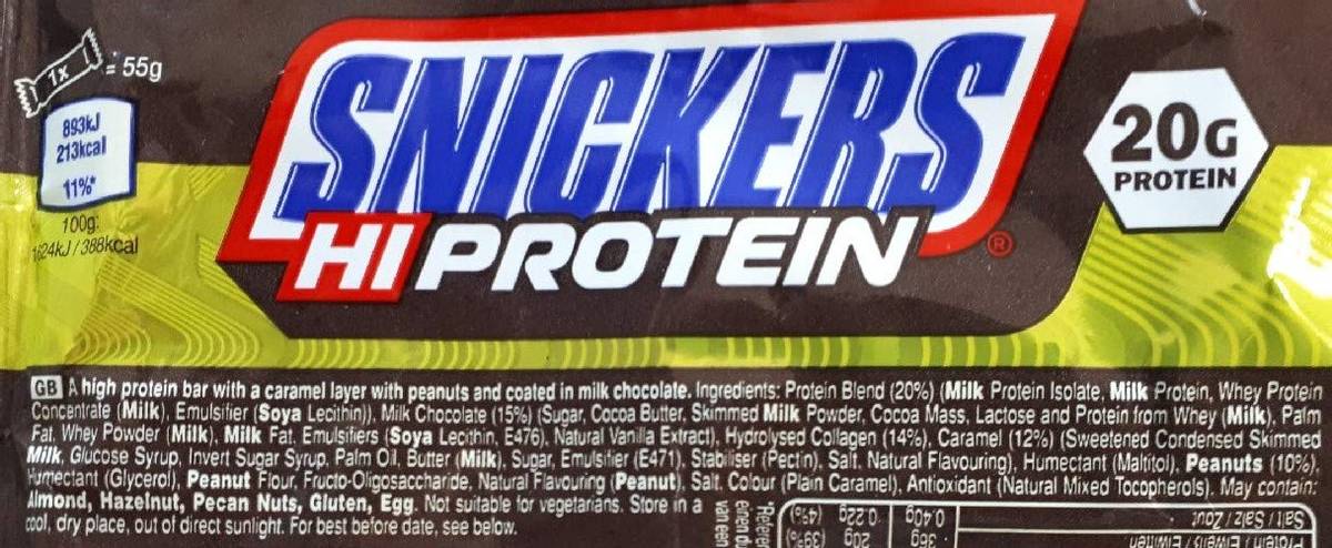 Snickers HiProtein Bar - 12x55g - Original - MyStuff.no